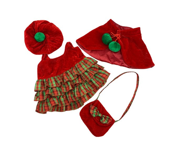 Vestito natalizio con cappello, mantello e borsa 16"- Teddy Mountain