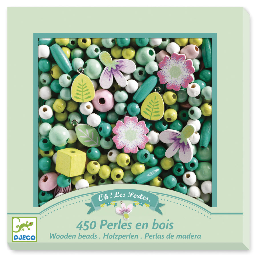 Perline di legno Djeco - Foglie e Fiori
