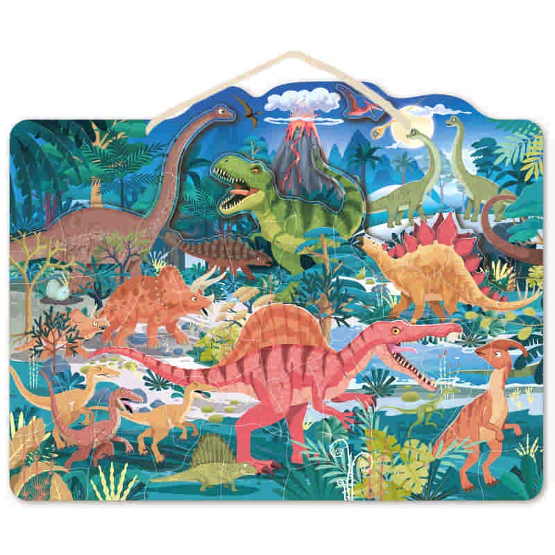 Puzzle magnetico in legno 48 pezzi - Dinosauri