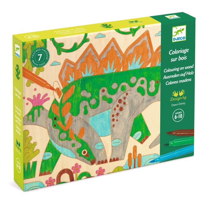Colorare sul legno Djeco - Dinosauri