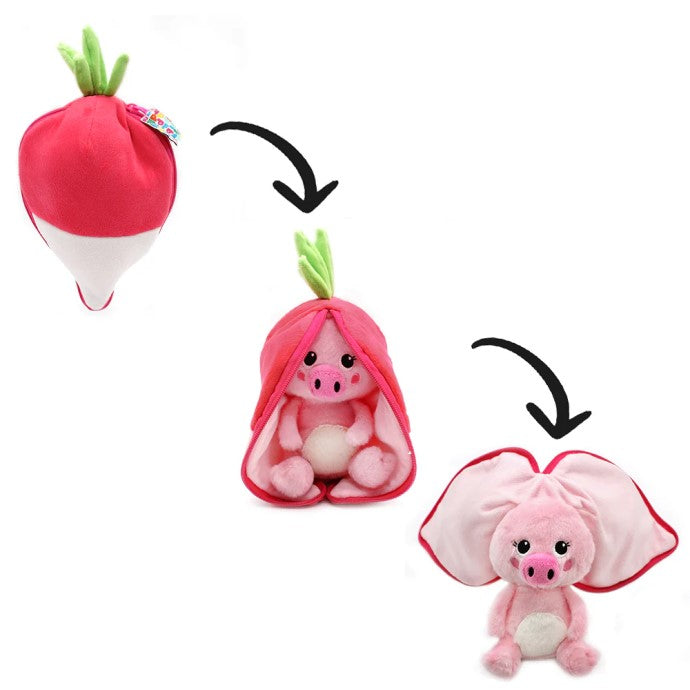 Serie Veggie - Peluche Piglet il maiale / Ravanello 2 in 1