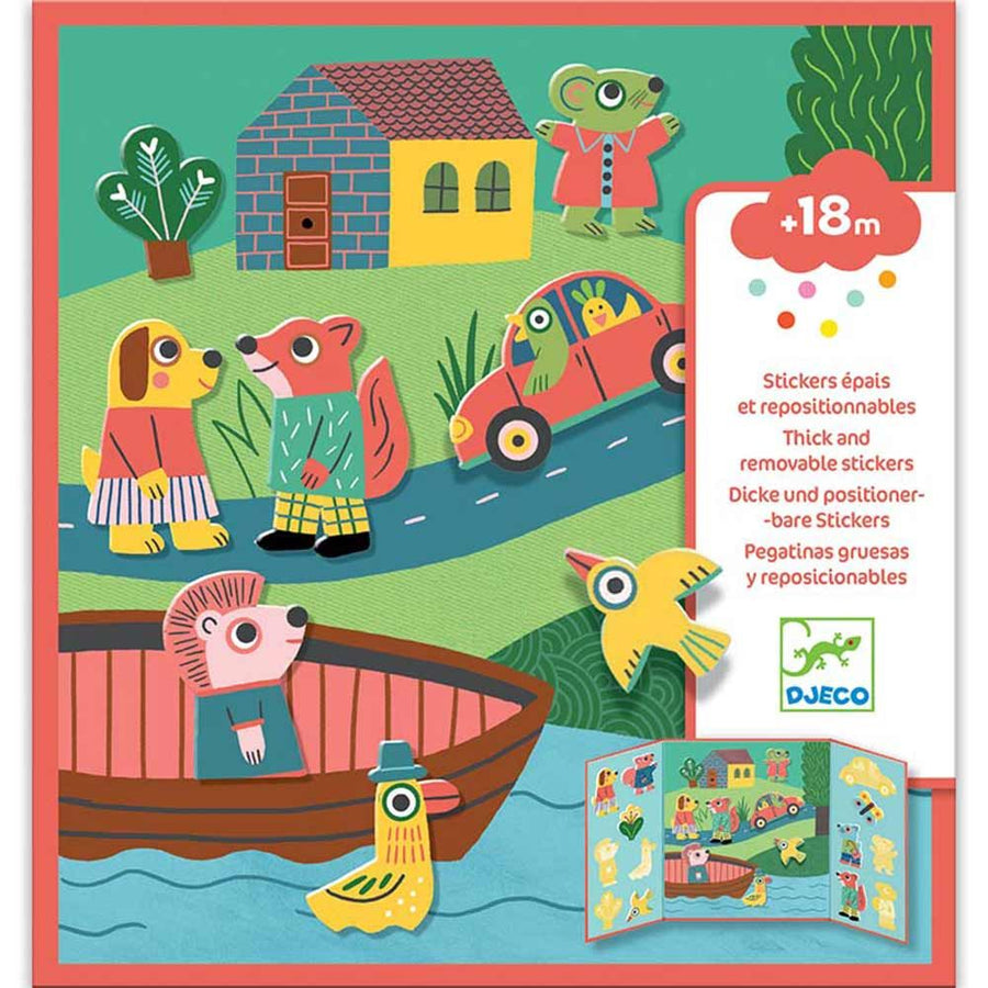 Scenario e adesivi removibili Djeco - Gli Animali