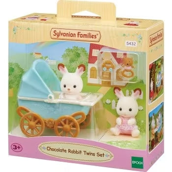Sylvanian Family - Gemelli Coniglio Cioccolato e carrozzina