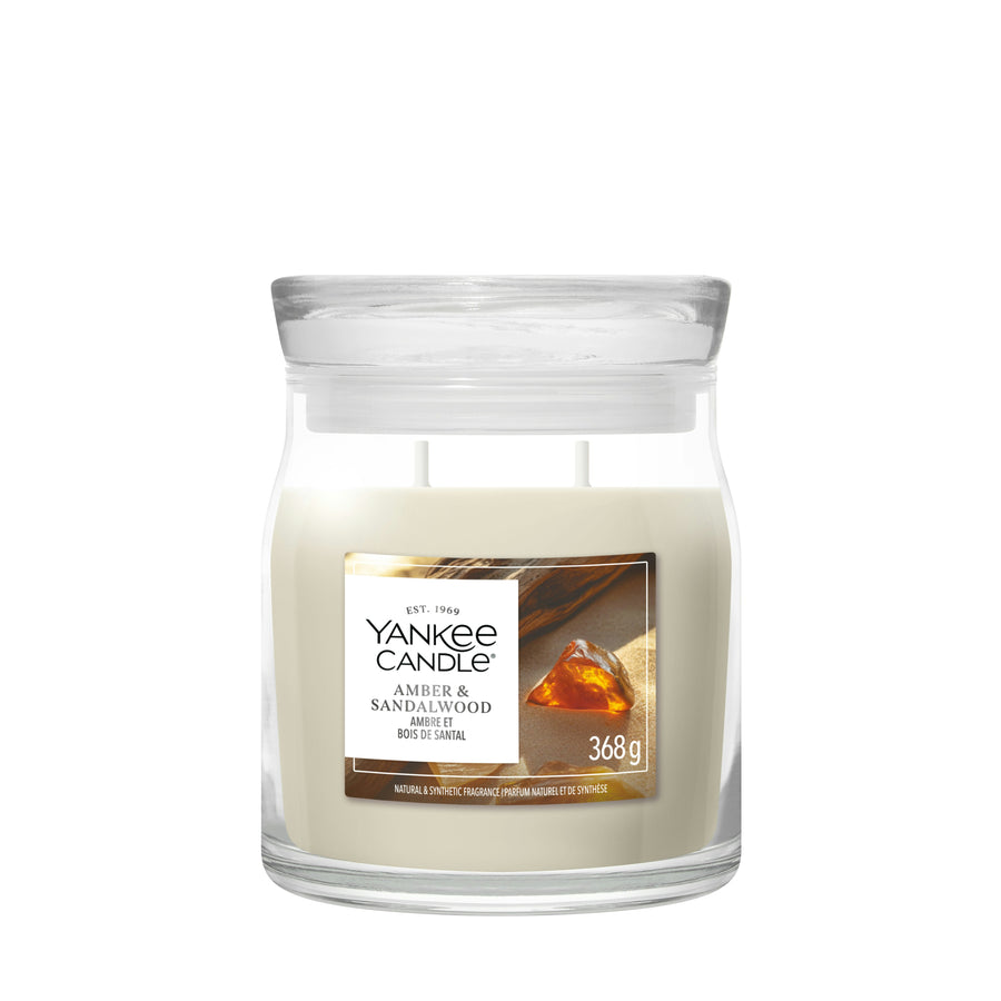 YANKEE CANDLE SIGNATURE MEDIUM JAR AMBER / SANDALWO