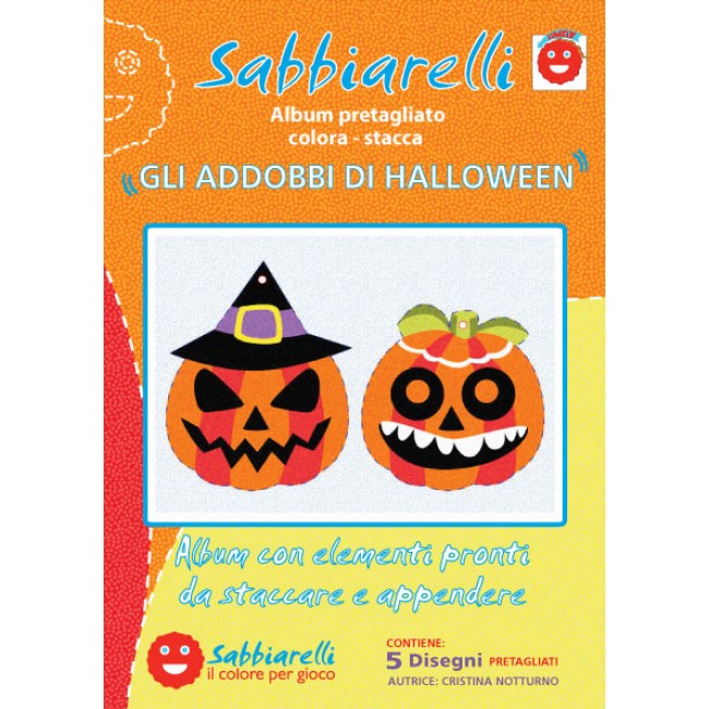 SABBIARELLI ALBUM - GLI ADDOBBI DI HALLOWEEN - 5 DISEGNI (15X20cm)