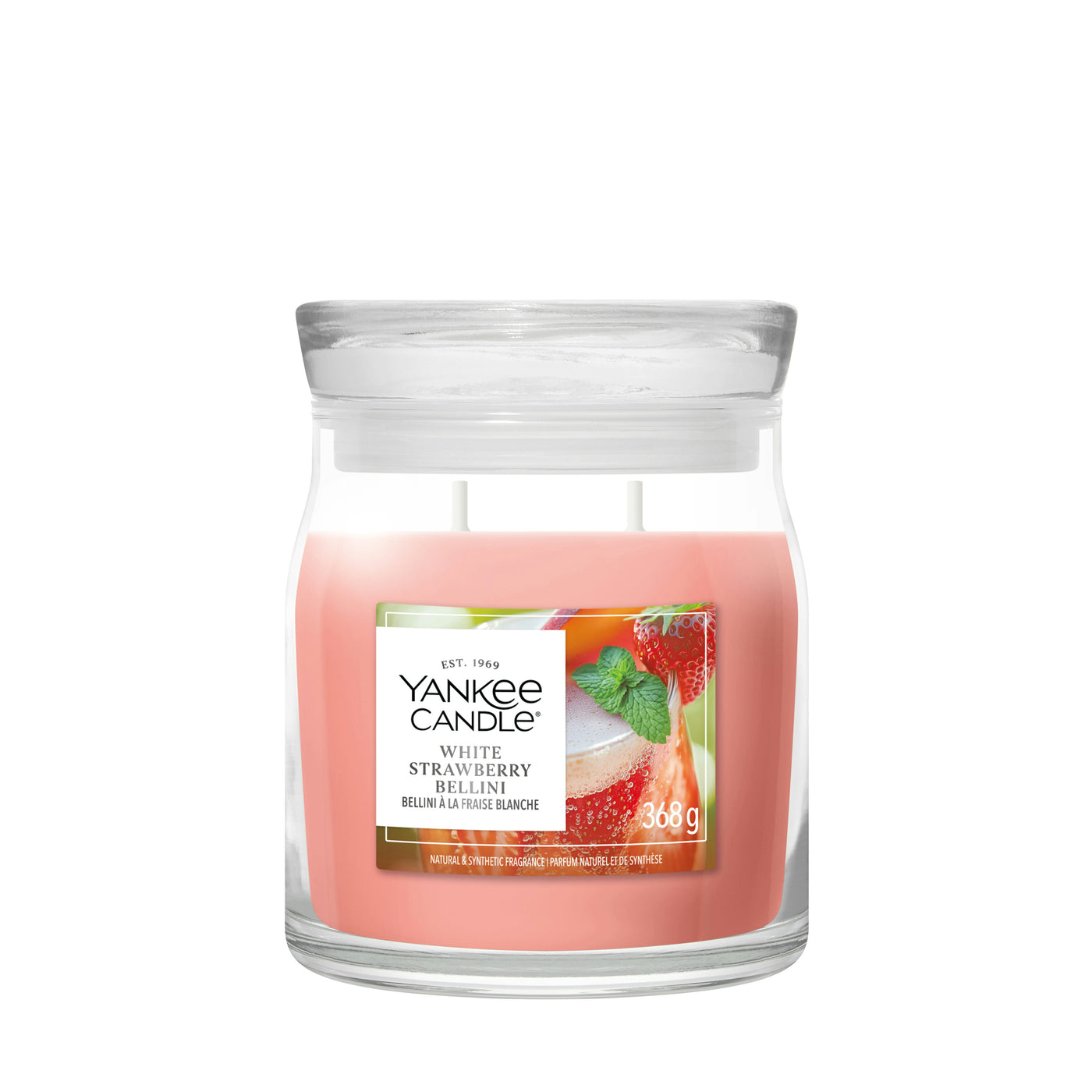 YANKEE CANDLE SIGNATURE MEDIUM JAR WHITE STRAWBERRY