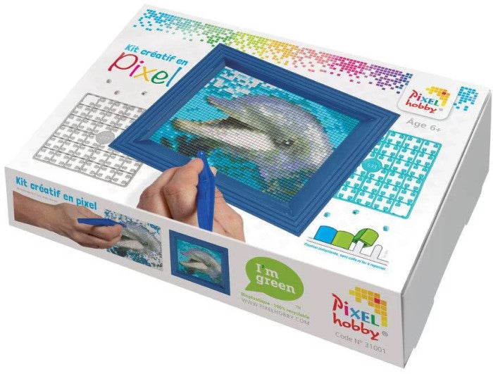 Set regalo con 39 quadrati pixel - Delfino