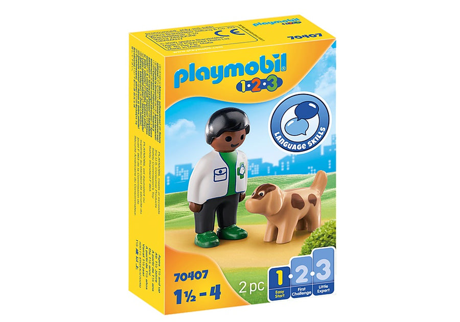 Playmobil 1.2.3 70407 - Veterinario con cagnolino