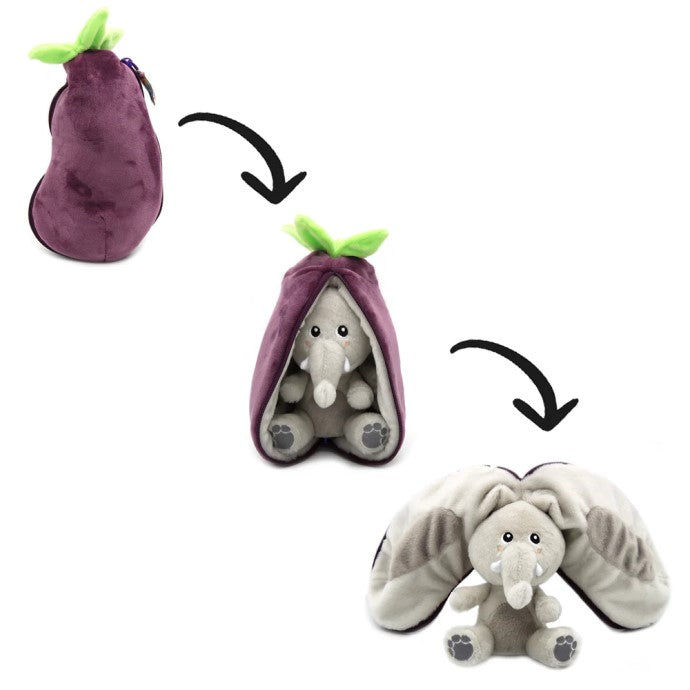 Serie Veggie -  Peluche Velvet l'elefante / Melanzana 2 in 1