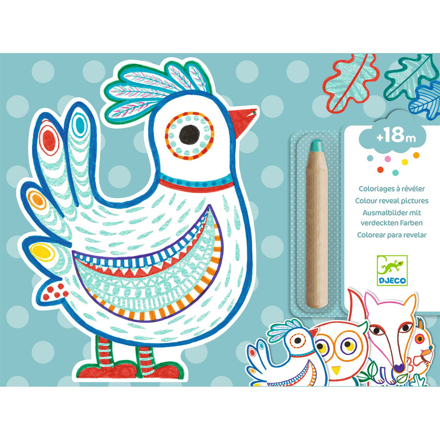Disegni da svelare - Colori magici Djeco - Animali del bosco