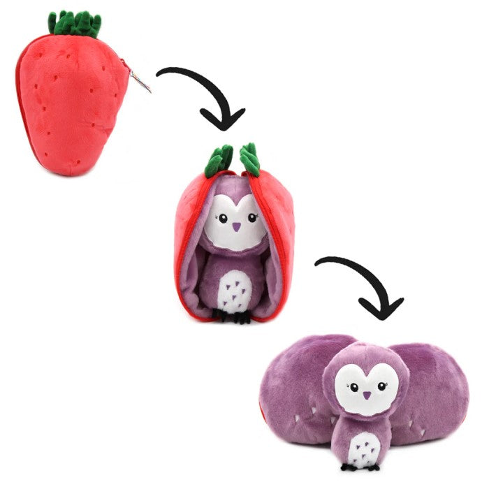 Serie Veggie - Peluche Violet il gufo / Fragola 2 in 1